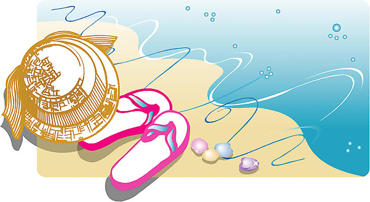 EPS 클립아트 모자 잡화 옷 바다 여행 생활용품 백그라운드 신발 일러스트 자연 휴가 해변 사람없음 야외 여름 모래사장 놀이용품 샌들 해수욕 국내일러스트 계절 오브젝트 생태계 파일형식 벡터