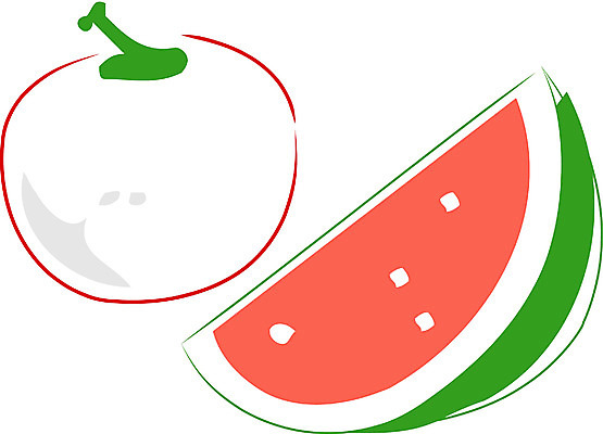 EPS 클립아트 식물 열매 컬러 조각 과일 일러스트 수박 사람없음 빨간색 농작물 두개 사과 국내일러스트 2 농업 파일형식 벡터