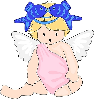 EPS 전신 클립아트 날개 일러스트 상상 천사 어류 한명 사람 앉기 별자리 운세 아기 물고기자리 아기만 국내일러스트 1 모션 수중동물 파일형식 벡터