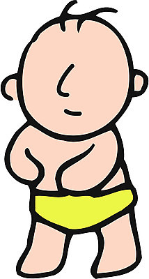 EPS 전신 클립아트 일러스트 한명 서기 사람 아기 기저귀 아기만 국내일러스트 1 모션 아기용품 파일형식 벡터