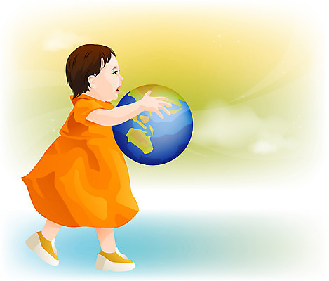 EPS 일러스트 한명 사람 장난감 지구본 귀여움 육아 아기 아기만 국내일러스트 1 컨셉 파일형식 벡터