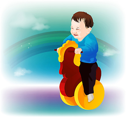 EPS 일러스트 가족 한명 사람 장난감 귀여움 놀이방 육아 아기 목마 아기만 국내일러스트 1 컨셉 관계 파일형식 벡터