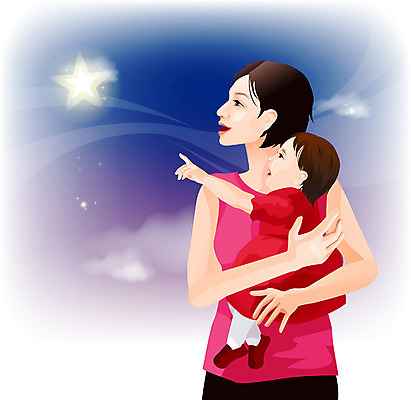 EPS 여자 남자 행복 별 일러스트 가족 엄마 사랑 가족애 사람 두명 부모 귀여움 육아 아기 모성애 모정 국내일러스트 자연요소 감정 컨셉 관계 파일형식 벡터