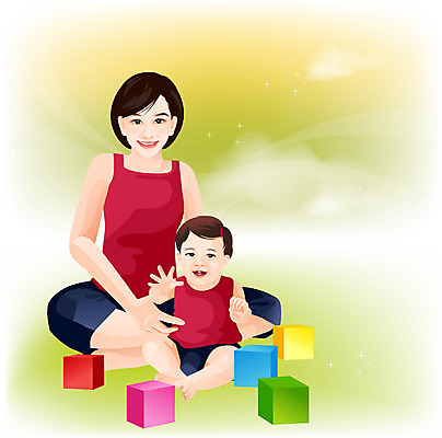 EPS 여자 남자 행복 일러스트 가족 엄마 사랑 가족애 사람 두명 부모 장난감 귀여움 육아 아기 모성애 모정 국내일러스트 감정 컨셉 관계 파일형식 벡터