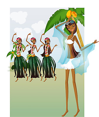 EPS 주간 전신 해외 사계절 계절 여자 수영복 여행 일러스트 휴가 서기 사람 여러명 야외 여름 관광지 여름휴가 바캉스 비키니 전통의상 하와이 훌라춤 여자만 국내일러스트 자연요소 전통 옷 다수 모션 미국 춤 파일형식 벡터 여름_계절