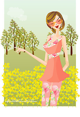 EPS 주간 라이프스타일 사계절 계절 여자 꽃 여행 꽃밭 일러스트 휴가 휴식 한명 서기 사람 상반신 20대 성인 야외 봄 여자만 여자한명만 성인여자만 청년만 청년여자만 성인한명만 청년여자한명만 성인여자한명만 성인만 국내일러스트 자연요소 식물 1 컨셉 모션 청년 생활 파일형식 벡터