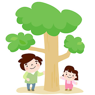 EPS 전신 클립아트 나무 여자 남자 어린이 일러스트 가족 한그루 서기 사람 두명 자녀 아빠 국내일러스트 식물 1 관계 모션 파일형식 벡터