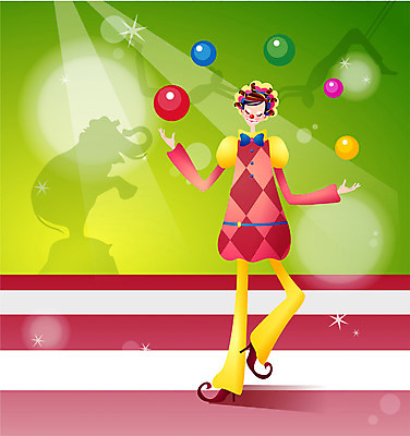 EPS 직업 문화 예술 일러스트 실내 이벤트 공연 광대 피에로 묘기 서커스 공연예술 가상인물 국내일러스트 상상 내부 파일형식 벡터