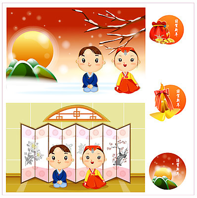 EPS 한국전통 여자 명절 남자 일러스트 전통캐릭터 근하신년 새해 사람 이벤트 여러명 설날 절 한복 세배 병풍 연중행사 국내일러스트 일러캐릭터 캐릭터 전통 기념일 다수 한국 인사 절_인사 전통의상 파일형식 벡터