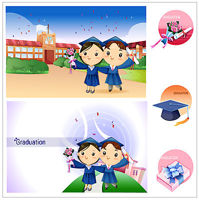 EPS 여자 기념일 남자 일러스트 학사모 졸업 학교 졸업식 사람 이벤트 두명 졸업가운 졸업장 연중행사 국내일러스트 모자_잡화 교육 가운 파일형식 벡터