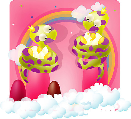 EPS 동물 구름 척추동물 무지개 두마리 일러스트 파충류 새해 사람없음 야외 계란 알 십이지신 운세 뱀띠 뱀 십이지신캐릭터 또아리 일러캐릭터 자연요소 캐릭터 2 파일형식 벡터