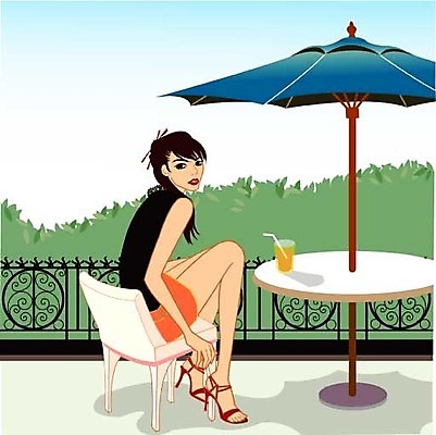 EPS 주간 모델 직업 라이프스타일 계절 여자 패션 포즈 의자 일러스트 탁자 하늘 한명 사람 20대 성인 야외 여름 주스 미니스커트 파라솔 투피스 여자만 여자한명만 성인여자만 청년만 청년여자만 성인한명만 청년여자한명만 성인여자한명만 성인만 국내일러스트 자연요소 1 옷 음료 가구 청년 생활 치마 파일형식 벡터