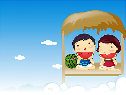 EPS 주간 사계절 계절 여자 어린이교육 교육 남자 어린이라이프 초등학생 어린이 과일 일러스트 하늘 방학 여름음식 수박 여름방학 사람 소녀 소년 야외 두명 여름 더위 시원함 원두막 소만 어린이만 제철음식 제철과일 국내일러스트 자연요소 학생 라이프스타일 음식 날씨 휴가 제철 파일형식 벡터 여름_계절