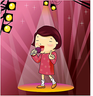 EPS 직업 라이프스타일 여자 어린이라이프 초등학생 어린이 음악 일러스트 노래 조명 한명 사람 소녀 가수 무대 노래방 여자만 여자한명만 어린이만 소녀만 소녀한명만 국내일러스트 1 학생 문화예술 생활 음악가 파일형식 벡터