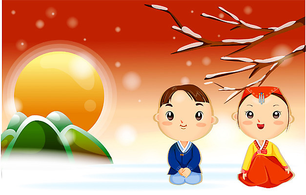 EPS 계절 여자 명절 남자 겨울 일러스트 새해 사람 이벤트 야외 두명 설날 추석 인사 절 한복 이미지다이어리 세배 연초 국내일러스트 한국전통 전통 기념일 예절 절_인사 전통의상 파일형식 벡터