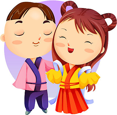 EPS 한국문화 한국전통 커플 여자 명절 남자 일러스트 전래동화 사랑 사람 두명 이미지다이어리 견우 칠석 직녀 국내일러스트 동양문화 전통 기념일 감정 관계 동화 한국 파일형식 벡터