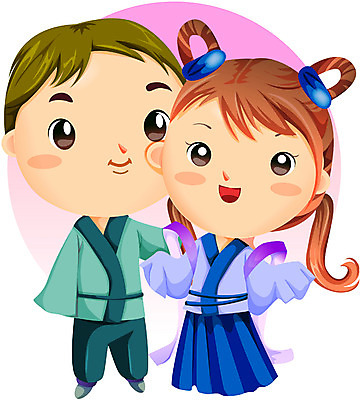 EPS 한국문화 한국전통 전통 커플 여자 명절 남자 일러스트 전래동화 사랑 사람 두명 이미지다이어리 견우 칠석 직녀 국내일러스트 동양문화 기념일 감정 관계 동화 한국 파일형식 벡터