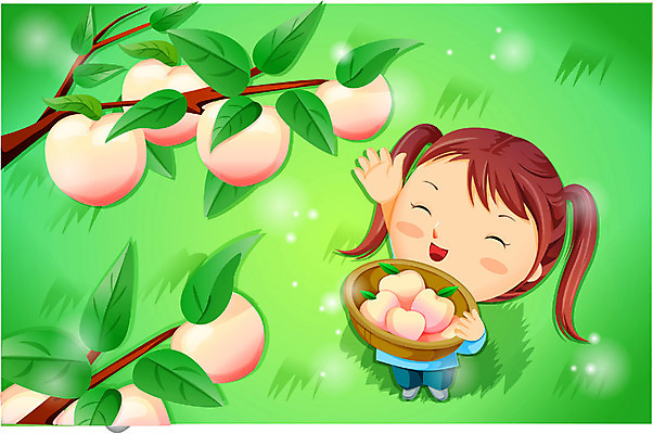 EPS 사계절 계절 여자 초등학생 어린이 과일 일러스트 한명 사람 야외 하이앵글 가을 절기 이미지다이어리 복숭아 추분 음력 여자만 여자한명만 어린이만 소녀만 소녀한명만 국내일러스트 1 학생 뷰포인트 파일형식 벡터