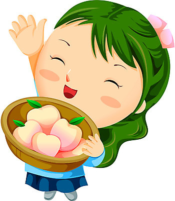 EPS 계절 여자 초등학생 어린이 과일 일러스트 한명 사람 가을 절기 이미지다이어리 복숭아 추분 음력 여자만 여자한명만 어린이만 소녀만 소녀한명만 국내일러스트 1 학생 파일형식 벡터
