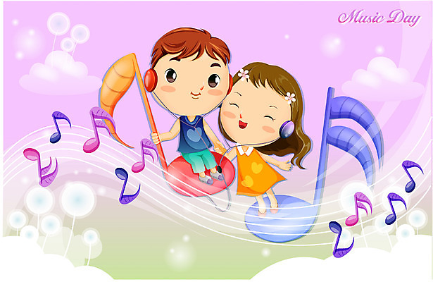 EPS 커플 여자 남자 음악 음표 일러스트 사랑 사람 이벤트 소년 두명 음악감상 로맨틱 이미지다이어리 뮤직데이 국내일러스트 기호 기념일 감정 어린이 컨셉 관계 문화예술 감상 파일형식 벡터