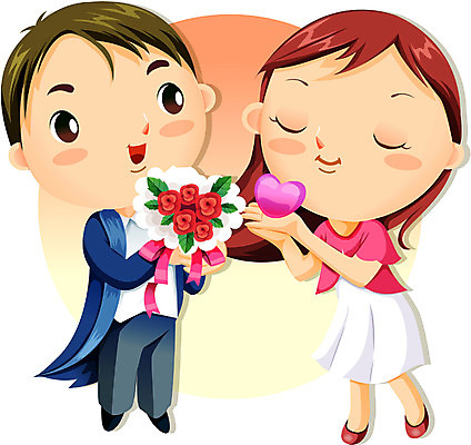 EPS 커플 여자 남자 꽃다발 데이트 일러스트 사랑 사람 이벤트 두명 로맨틱 이미지다이어리 성년의날 국내일러스트 기념일 꽃 감정 컨셉 관계 파일형식 벡터