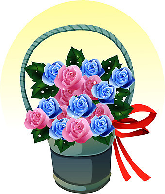 EPS 식물 꽃 일러스트 선물 사랑 이벤트 사람없음 장미 이미지다이어리 꽃바구니 성년의날 국내일러스트 기념일 감정 바구니 파일형식 벡터