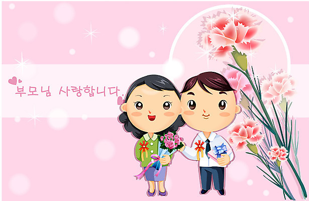 EPS 여자 남자 꽃다발 일러스트 엄마 선물 사랑 사람 이벤트 두명 부모 아빠 어버이날 카네이션 이미지다이어리 감사 효도 국내일러스트 기념일 꽃 감정 컨셉 가족 파일형식 벡터