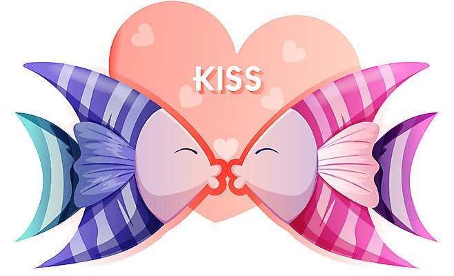 EPS 동물 척추동물 일러스트 키스 사랑 관상어 어류 이벤트 사람없음 이미지다이어리 키스데이 국내일러스트 감정 데이이벤트 수중동물 애정표현 파일형식 벡터
