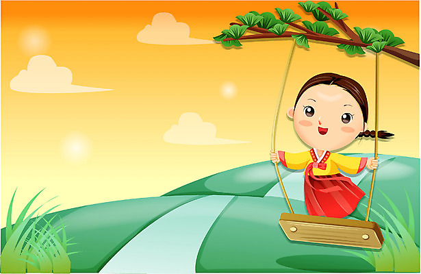 EPS 한국문화 한국전통 전통 계절 여자 명절 일러스트 청소년 한명 사람 10대 전통놀이 봄 한복 그네 이미지다이어리 그네뛰기 단오 단오날 여자만 여자한명만 십대만 십대여자만 십대여자한명만 국내일러스트 1 동양문화 기념일 놀이 한국 전통의상 파일형식 벡터