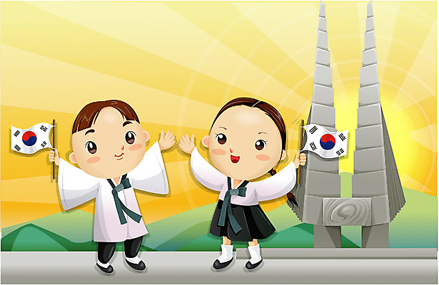 EPS 전통 여자 기념일 남자 일러스트 사람 소년 야외 두명 탑 만세 태극기 한복 삼일절 이미지다이어리 애국심 광복절 광복 현충사 국내일러스트 한국전통 건축물 어린이 모션 이벤트 공휴일 국기 전통의상 국경일 파일형식 벡터 아산