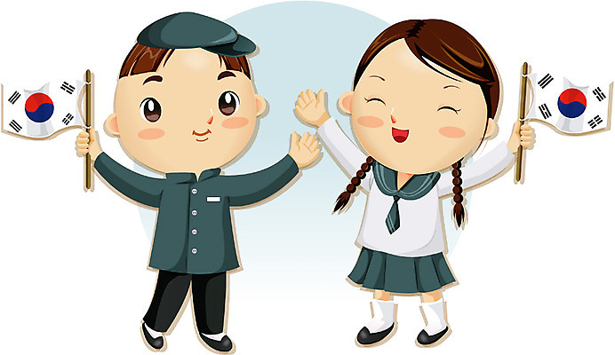 EPS 여자 기념일 남자 교복 일러스트 한국 사람 소년 두명 만세 태극기 삼일절 이미지다이어리 애국심 광복절 광복 국내일러스트 옷 아시아 어린이 모션 이벤트 공휴일 국기 국경일 파일형식 벡터