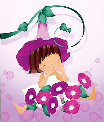 EPS 전신 식물 사계절 계절 여자 꽃 초등학생 어린이 일러스트 자연 한명 사람 앉기 소녀 여름 순수 즐거움 나팔꽃 여자만 여자한명만 어린이만 소녀만 소녀한명만 국내일러스트 1 학생 감정 컨셉 모션 생태계 파일형식 벡터