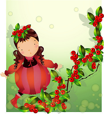 EPS 전신 사계절 계절 여자 열매 초등학생 어린이 일러스트 한명 서기 사람 소녀 가을 피라칸타 여자만 여자한명만 어린이만 소녀만 소녀한명만 국내일러스트 식물 1 학생 모션 파일형식 벡터