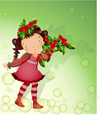 EPS 전신 사계절 계절 여자 열매 초등학생 어린이 일러스트 한명 서기 사람 소녀 가을 피라칸타 여자만 여자한명만 어린이만 소녀만 소녀한명만 국내일러스트 식물 1 학생 모션 파일형식 벡터