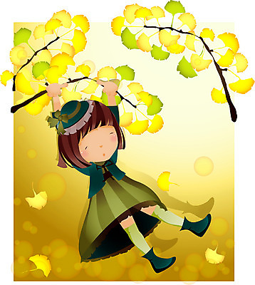 EPS 전신 사계절 계절 여자 초등학생 어린이 단풍 낙엽 일러스트 자연 매달리기 한명 사람 소녀 가을 은행잎 은행나무 여자만 여자한명만 어린이만 소녀만 소녀한명만 국내일러스트 나무 1 학생 잎 모션 생태계 파일형식 벡터