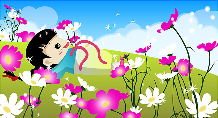 EPS 주간 전신 여자 명절 초등학생 어린이 일러스트 한명 사람 소녀 초원 야외 눕기 추석 가을 한복 즐거움 코스모스 여자만 여자한명만 어린이만 소녀만 소녀한명만 국내일러스트 자연요소 1 학생 한국전통 전통 계절 기념일 꽃 감정 모션 전통의상 파일형식 벡터