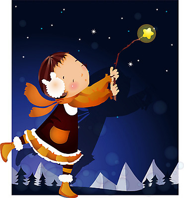 EPS 전신 사계절 계절 여자 별 초등학생 어린이 겨울 일러스트 밤하늘 한명 서기 사람 소녀 야외 야간 저녁 여자만 여자한명만 어린이만 소녀만 소녀한명만 국내일러스트 자연요소 1 학생 모션 하늘 파일형식 벡터