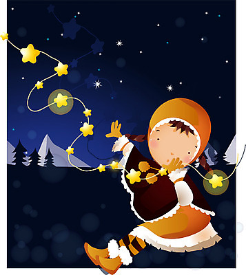EPS 전신 사계절 계절 여자 별 초등학생 어린이 겨울 일러스트 밤하늘 한명 사람 앉기 소녀 야외 야간 저녁 여자만 여자한명만 어린이만 소녀만 소녀한명만 국내일러스트 자연요소 1 학생 모션 하늘 파일형식 벡터