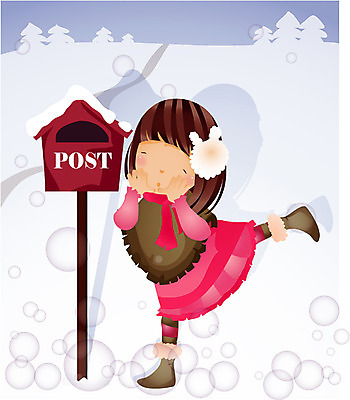 EPS 전신 사계절 계절 여자 초등학생 어린이 겨울 일러스트 한명 서기 사람 소녀 야외 우체통 눈 여자만 여자한명만 어린이만 소녀만 소녀한명만 국내일러스트 자연요소 1 학생 모션 날씨 파일형식 벡터