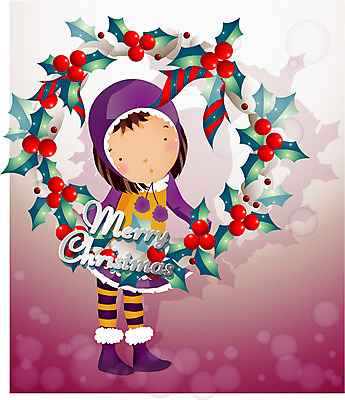 EPS 전신 사계절 계절 여자 기념일 종교 초등학생 어린이 크리스마스 겨울 일러스트 한명 서기 사람 소녀 장식 화환 여자만 여자한명만 어린이만 소녀만 소녀한명만 국내일러스트 1 학생 꽃 모션 이벤트 파일형식 벡터