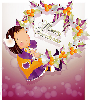 EPS 전신 사계절 계절 여자 기념일 종교 초등학생 어린이 크리스마스 겨울 일러스트 한명 사람 앉기 소녀 장식 화환 여자만 여자한명만 어린이만 소녀만 소녀한명만 국내일러스트 1 학생 꽃 모션 이벤트 파일형식 벡터