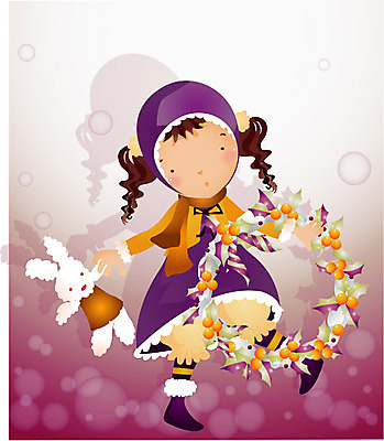 EPS 전신 사계절 계절 여자 기념일 종교 초등학생 어린이 크리스마스 겨울 일러스트 한명 서기 사람 소녀 장식 화환 여자만 여자한명만 어린이만 소녀만 소녀한명만 국내일러스트 1 학생 꽃 모션 이벤트 파일형식 벡터