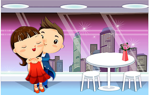 EPS 커플 여자 남자 일러스트 목걸이 실내 선물 사랑 사람 이벤트 두명 로맨틱 이미지다이어리 7월14일 실버데이 국내일러스트 기념일 감정 컨셉 장신구 관계 내부 파일형식 벡터