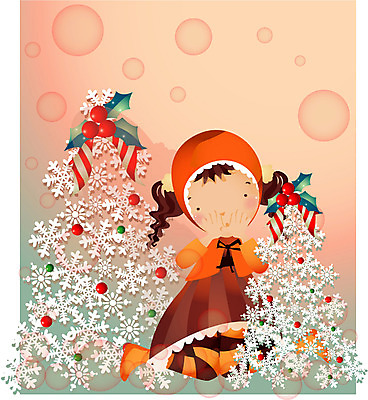 EPS 사계절 계절 여자 기념일 종교 초등학생 어린이 크리스마스 겨울 일러스트 한명 사람 앉기 소녀 장식 크리스마스트리 여자만 여자한명만 어린이만 소녀만 소녀한명만 국내일러스트 1 학생 모션 이벤트 파일형식 벡터