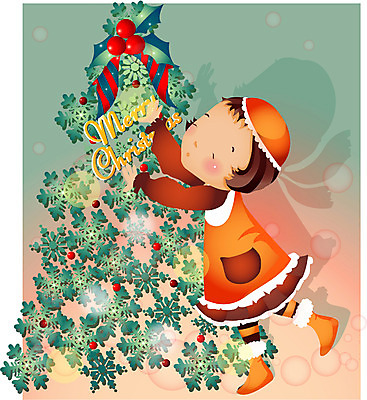EPS 전신 사계절 계절 여자 기념일 종교 초등학생 어린이 크리스마스 겨울 일러스트 한명 서기 사람 소녀 장식 크리스마스트리 여자만 여자한명만 어린이만 소녀만 소녀한명만 국내일러스트 1 학생 모션 이벤트 파일형식 벡터
