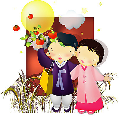 EPS 전신 부부 커플 여자 명절 남자 일러스트 곡류 서기 사람 야외 두명 추석 벼 보름달 가을 야간 한복 즐거움 방문 고향 귀향 국내일러스트 자연요소 한국전통 전통 계절 기념일 감정 관계 모션 달 전통의상 파일형식 벡터