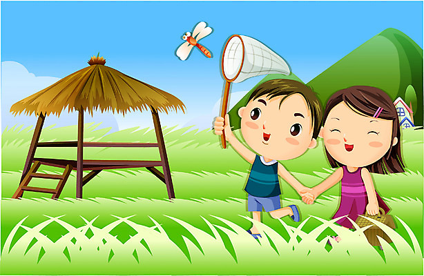 EPS 주간 사계절 계절 여자 교육 남자 일러스트 방학 여름방학 사람 소년 야외 두명 여름 이미지다이어리 원두막 곤충채집 입하 채집망 국내일러스트 자연요소 어린이 곤충 휴가 수집 절기 파일형식 벡터 여름_계절