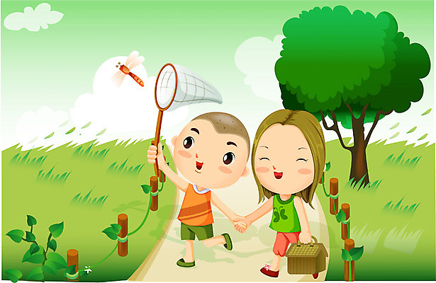 EPS 사계절 계절 여자 교육 남자 일러스트 방학 여름방학 사람 소년 야외 두명 여름 이미지다이어리 원두막 곤충채집 입하 국내일러스트 어린이 곤충 휴가 수집 절기 파일형식 벡터 여름_계절