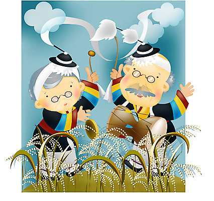 EPS 주간 전신 한국전통 전통 부부 커플 여자 명절 할아버지 노년 남자 할머니 일러스트 곡류 논 서기 사람 야외 두명 추석 노부부 공연 벼 가을 실버 한복 풍물놀이 즐거움 풍물 농악무 노인만 성인만 국내일러스트 자연요소 계절 기념일 감정 농업 관계 모션 한국 국악 이벤트 성인 전통의상 전통공연 파일형식 벡터