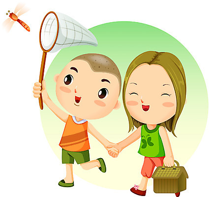 EPS 사계절 계절 여자 교육 남자 일러스트 방학 여름방학 사람 소년 두명 여름 이미지다이어리 원두막 곤충채집 입하 채집망 국내일러스트 어린이 곤충 휴가 수집 절기 파일형식 벡터 여름_계절